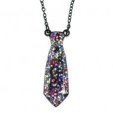 Acrylic Glitter Tie Necklace