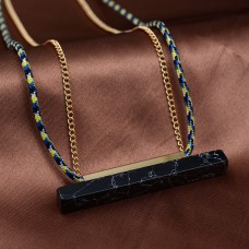Black Marble Bar Necklace 